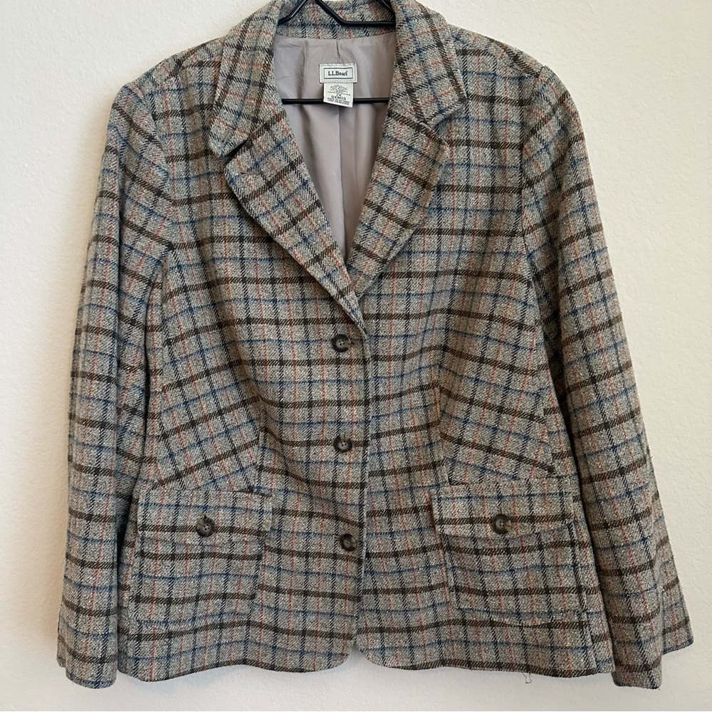 LL Bean Plaid Wool Blazer